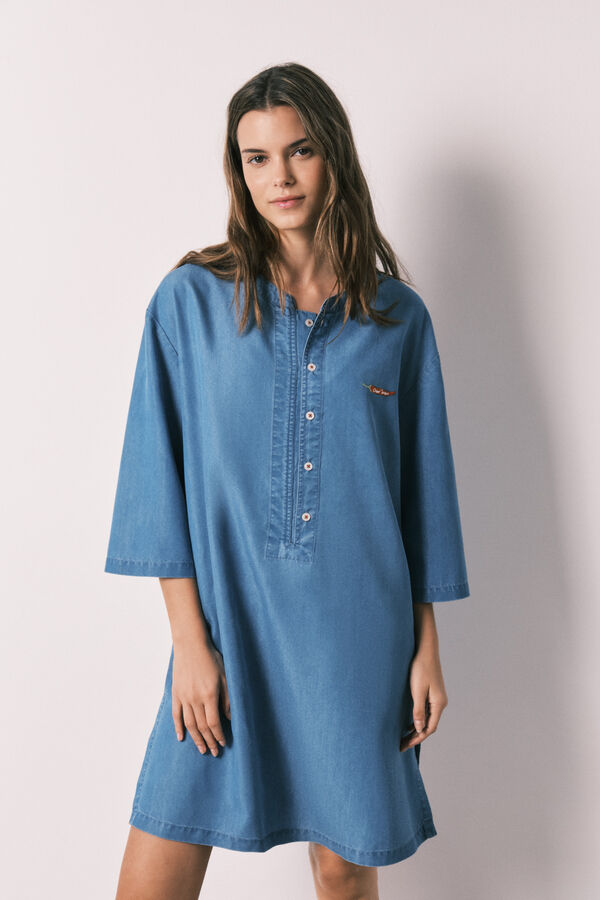 Women'secret Camisola curta em denim leve azul azul