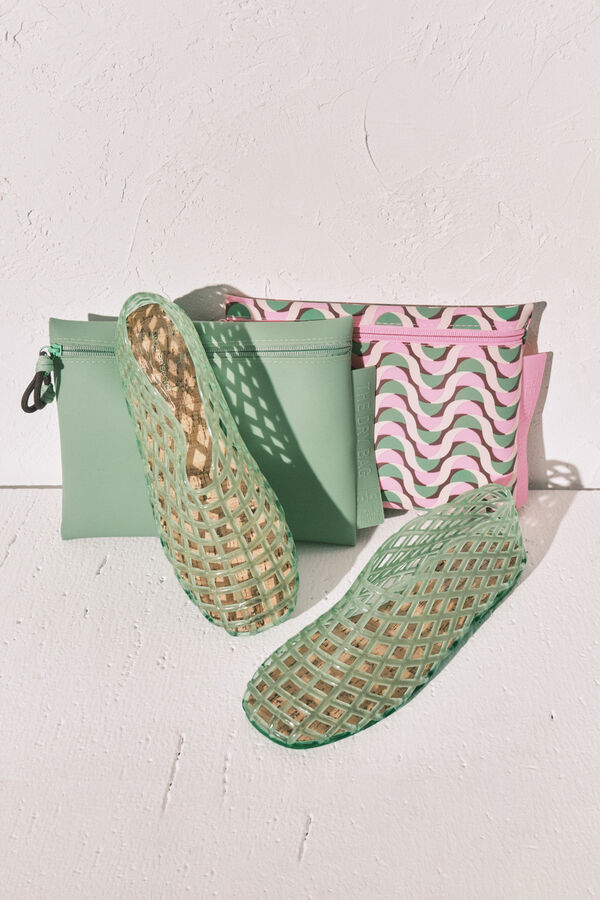 Women'secret Sand&aacute;lias jelly com efeito rede verde verde