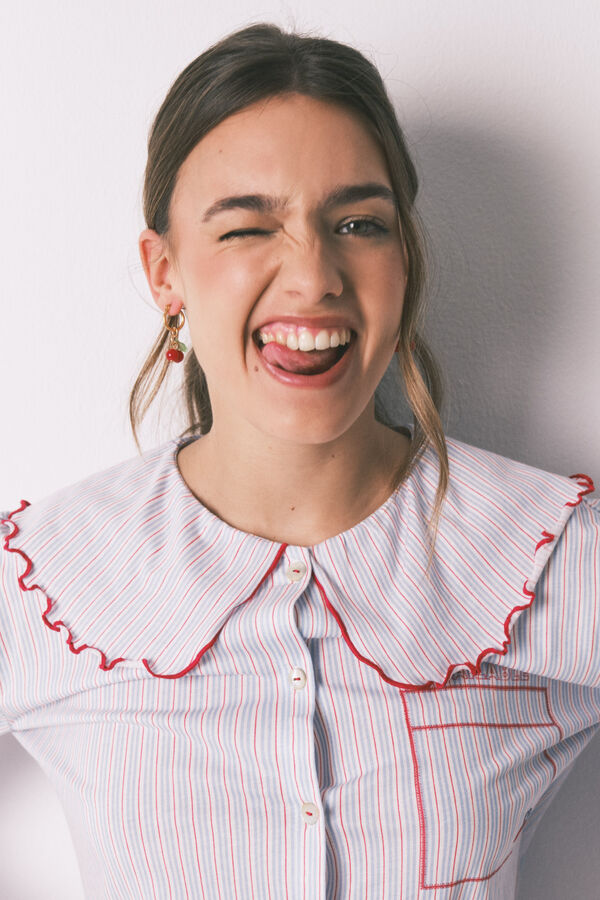 Women'secret Pijama comprido em algod&atilde;o gola Peter Pan azul