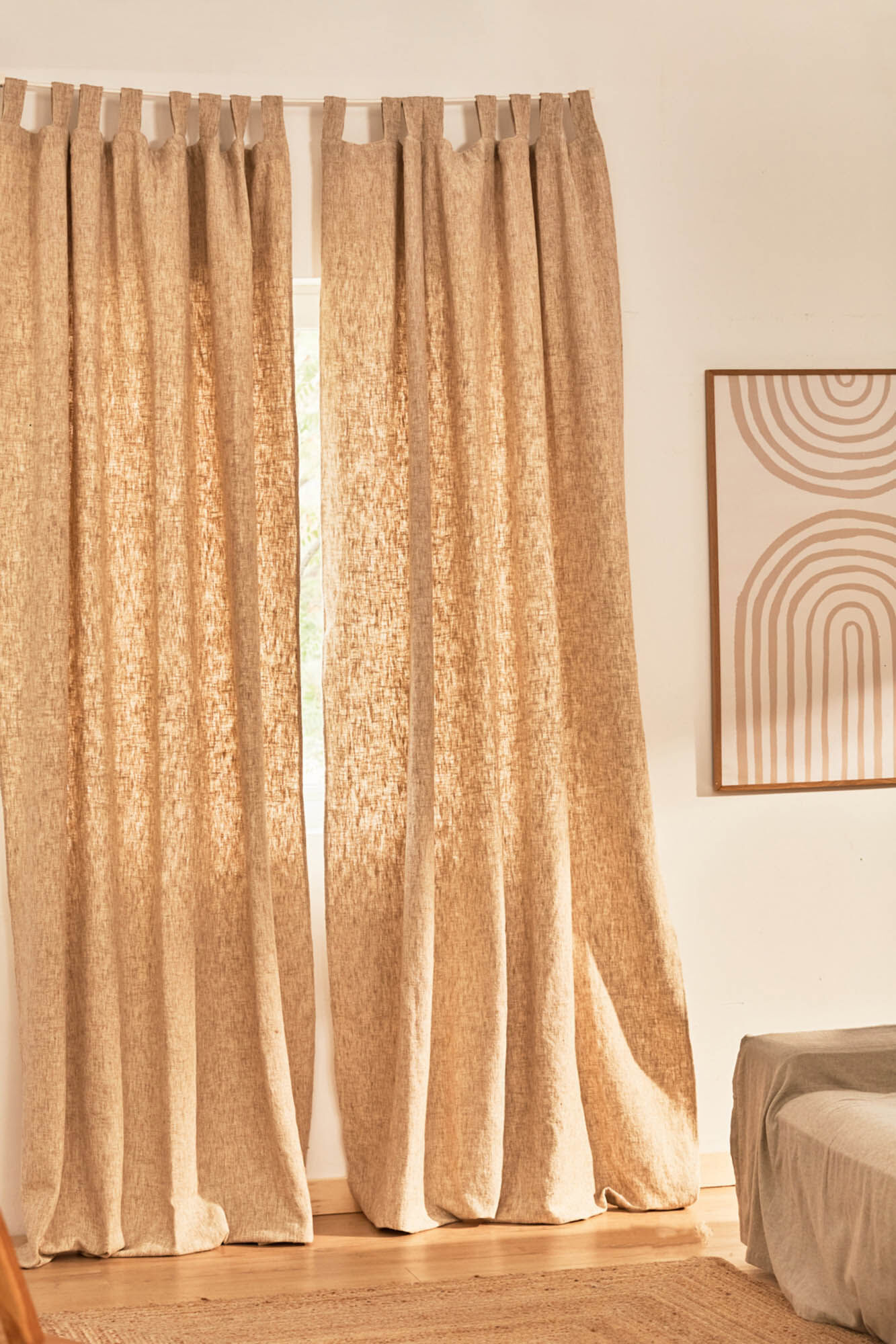 Calma House Cortina semiopaca de linho bege Arga 140x280