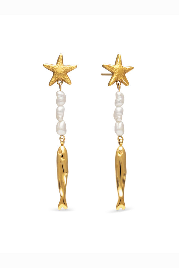Singularu Pendientes Long Costa Acero Ba&ntilde;o Oro amarillo