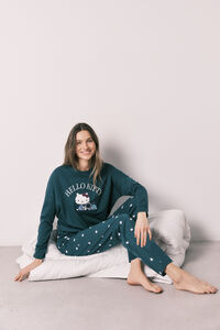 Women'secret Pijama comprido Hello Kitty em algod&atilde;o verde