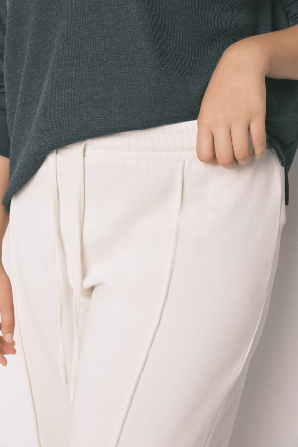 Women'secret Long white fine plush trouser beige