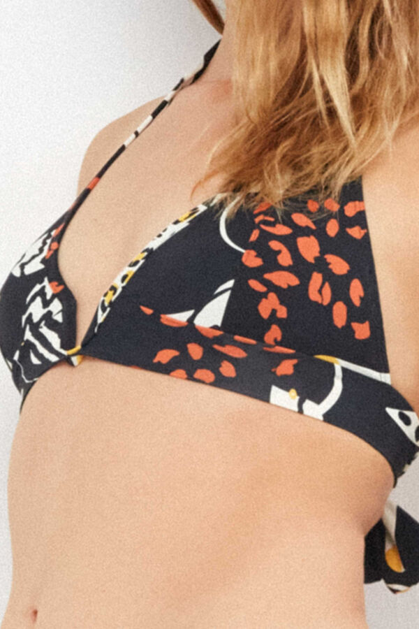 Gisela Top biqu&iacute;ni halter em tecido estampado branco