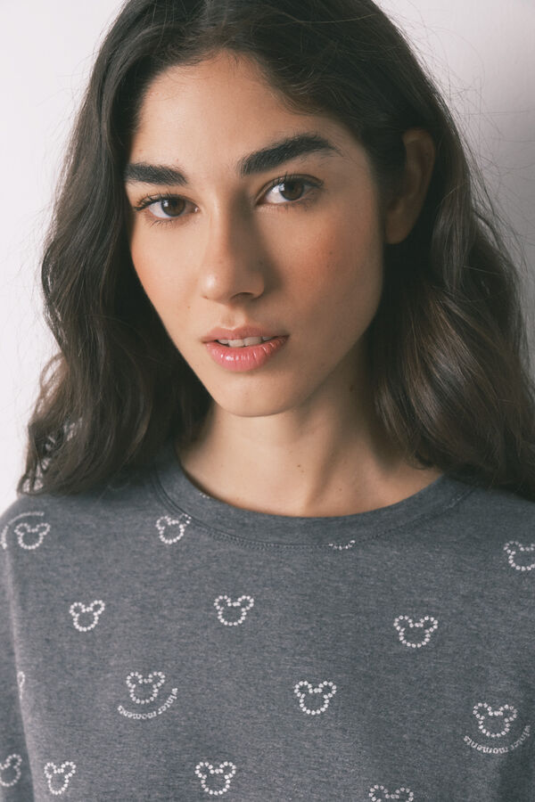 Women'secret Pijama comprido 100% algod&atilde;o cinzento logo Mickey cinzento