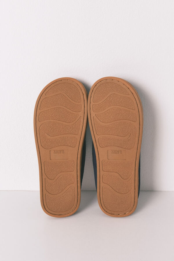 Women'secret Chinelos de quarto masculinos de nylon xadrez azul azul