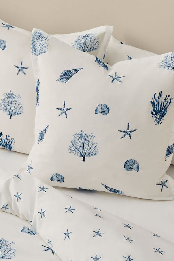 Textura Capa de edredão de algodão com motivos marinhos azul
