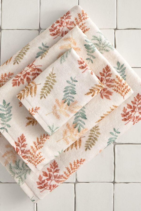 Textura Toalha turca estampado floral branco