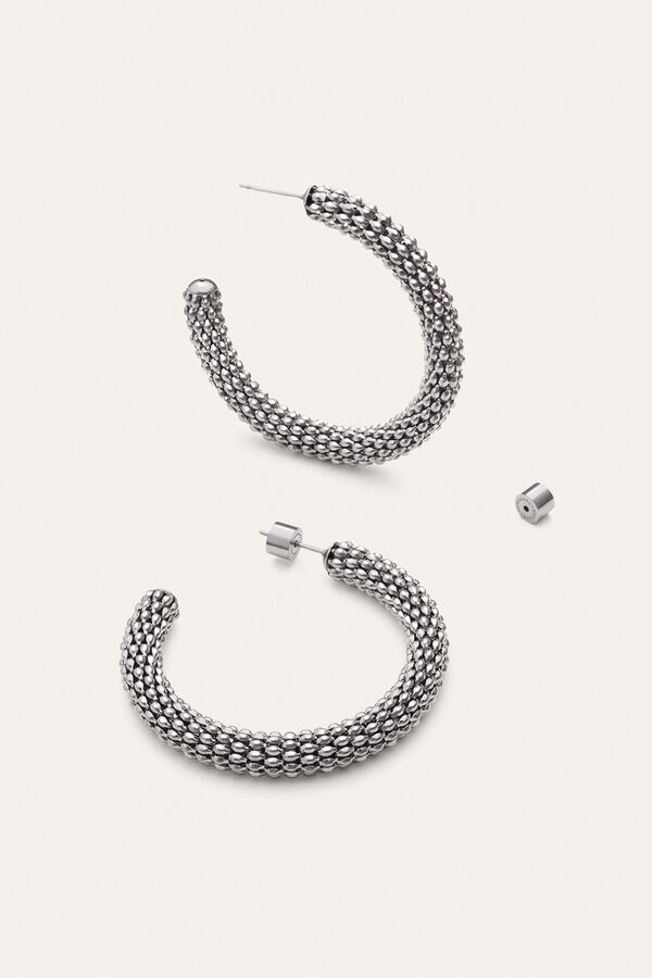 Singularu Pendientes Aro Disco Acero gris