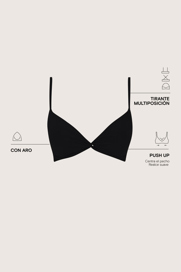Women'secret Top biquíni triangular push-up preto preto