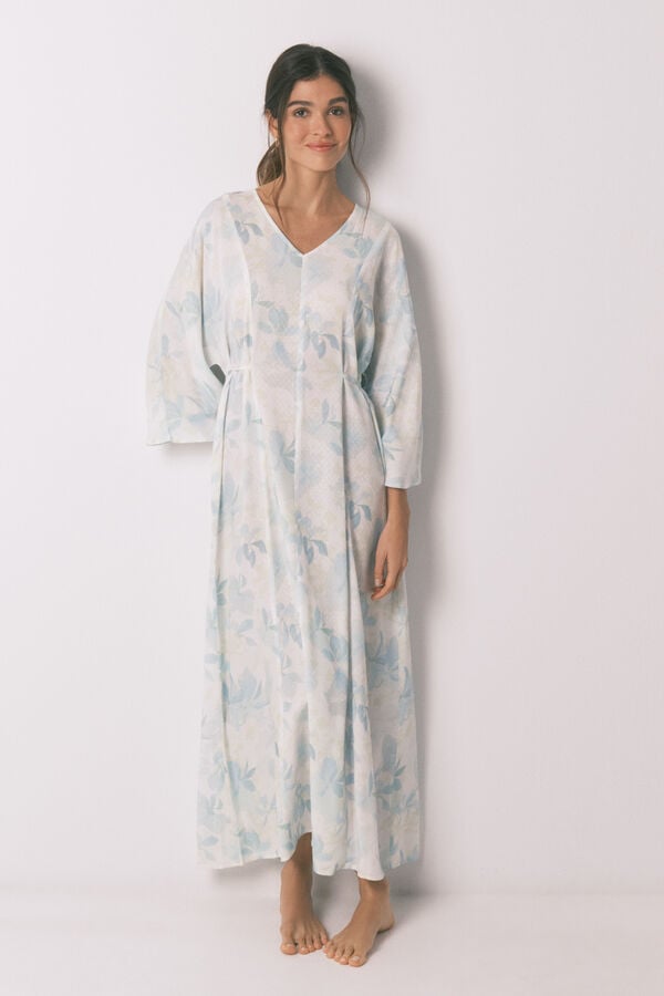 Women'secret Camisa de dormir comprida cruzada cinto bege