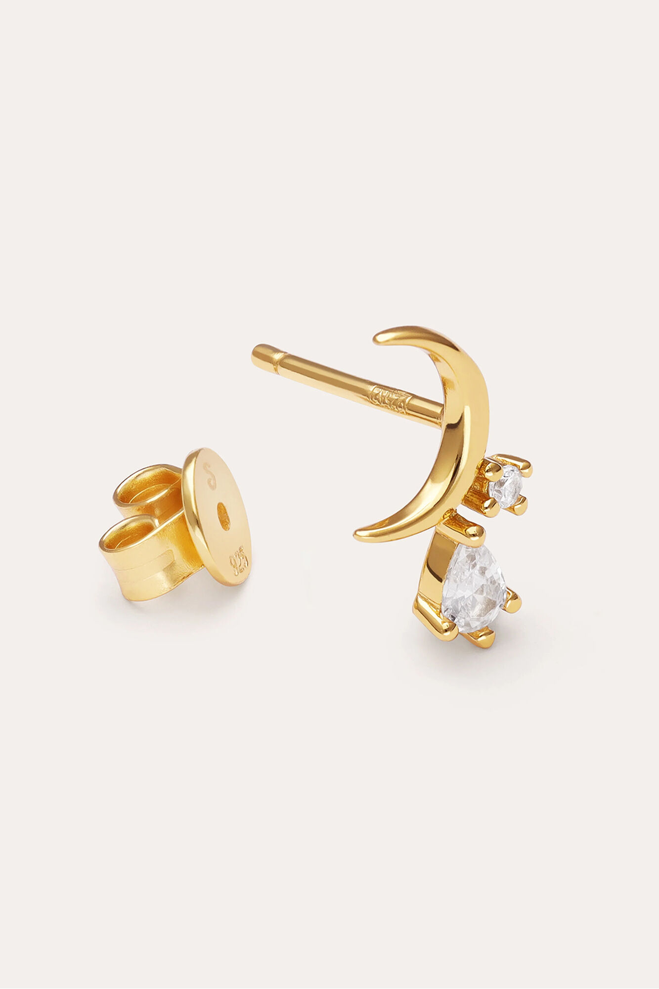 Singularu Pendiente Suelto Luna Spark Plata Ba&ntilde;o Oro