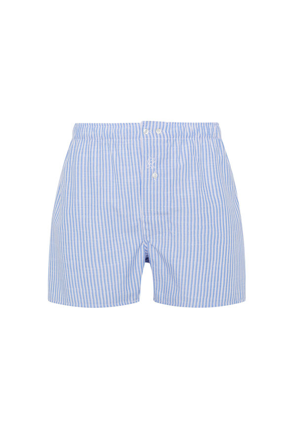 Kiff-Kiff Cuecas popelina brancas masculinas com riscas azul