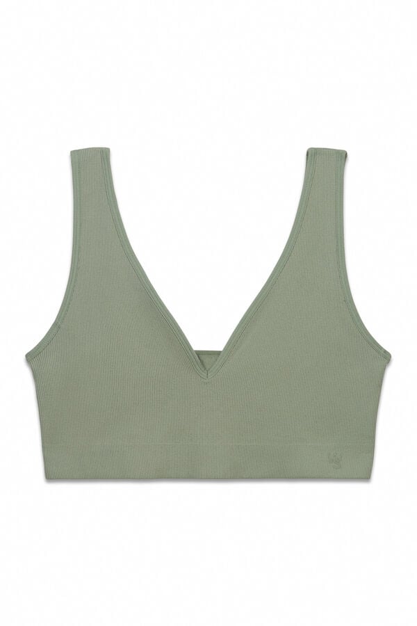 Women'secret Top halter liso clean cut caqui bege