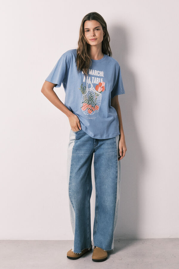 Women'secret T-shirt de manga curta 100% algod&atilde;o azul azul