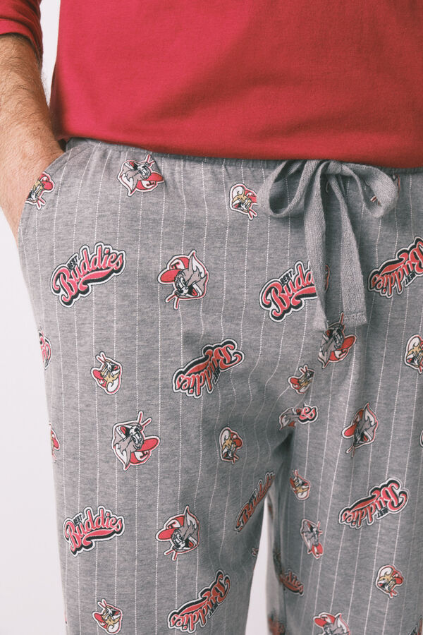 Women'secret Pijama comprido vermelho Buddies 100% algodão vermelho