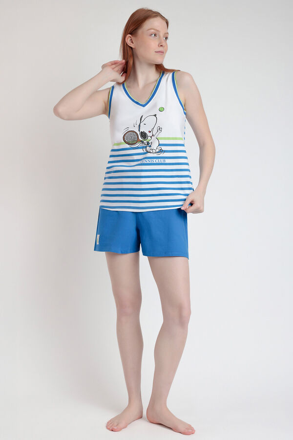 Admas Pijama curto mangas Tennislub Snoopy azul