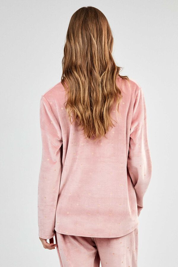 Gisela Pijama em tecido polar el&aacute;stico rosa