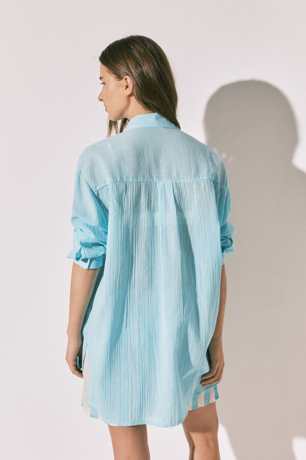 Women'secret Camisola comprida em algod&atilde;o azul verde