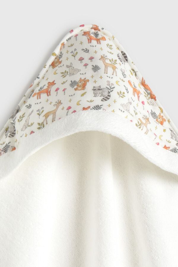 Textura Toalha com capuz estampado floresta branco