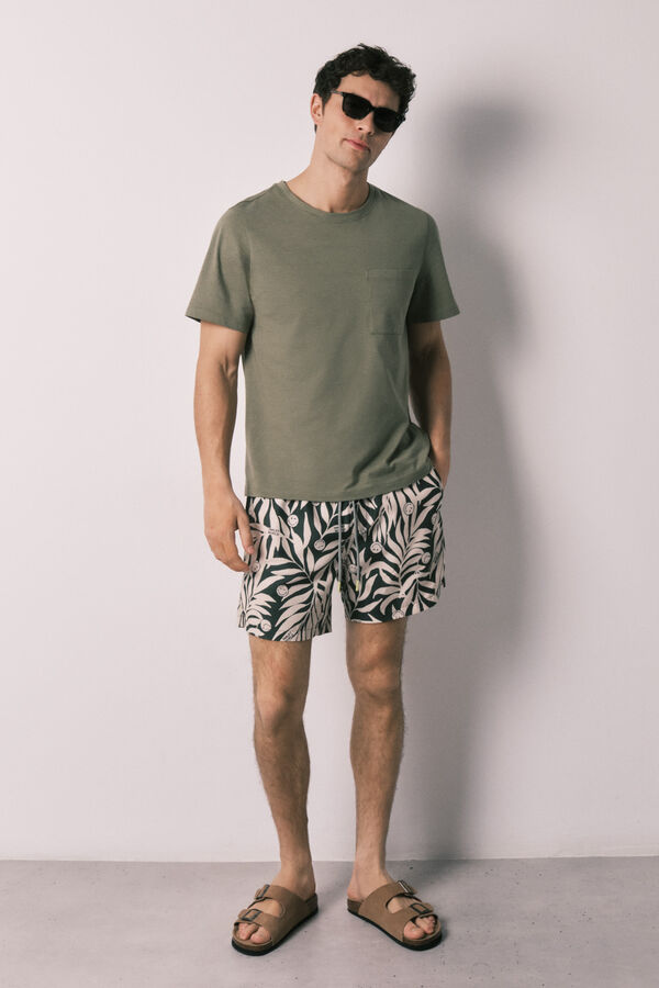 Women'secret Fato de banho de homem estampado tropical SmileyWorld&reg; verde
