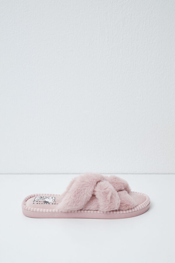 Women'secret Chinelos de quarto de pel&uacute;cia Snoopy rosa rosa