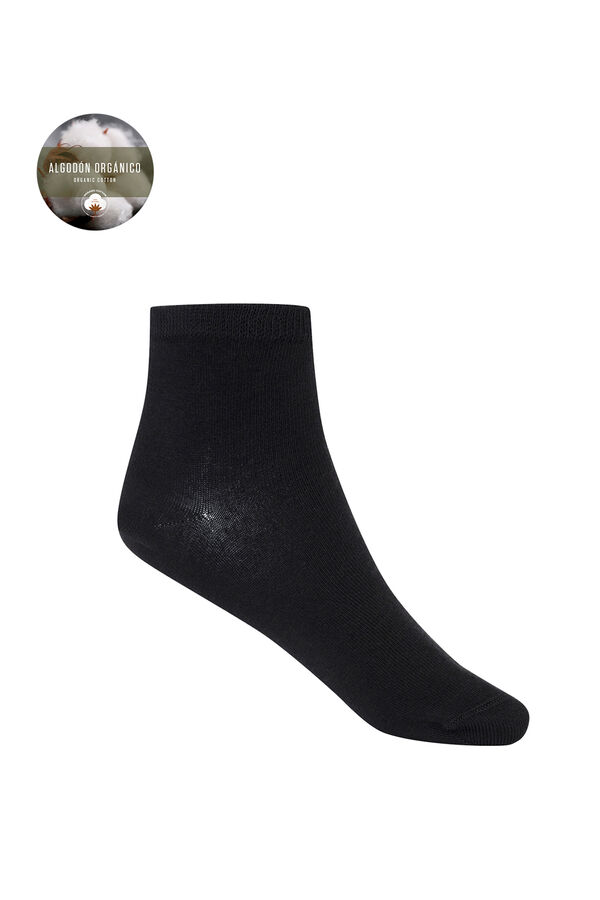 Punto Blanco Pacote com 2 meias lisas de algodão orgânico preto