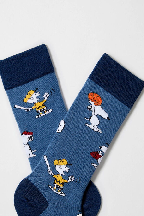 Besocks Calcetines altos Besocks de SNOOPY de algod&oacute;n org&aacute;nico color azul azul