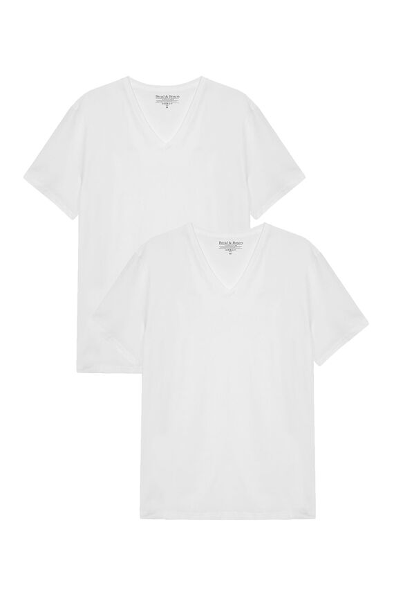 Pack 2 camisetas elásticas cuello pico blanco