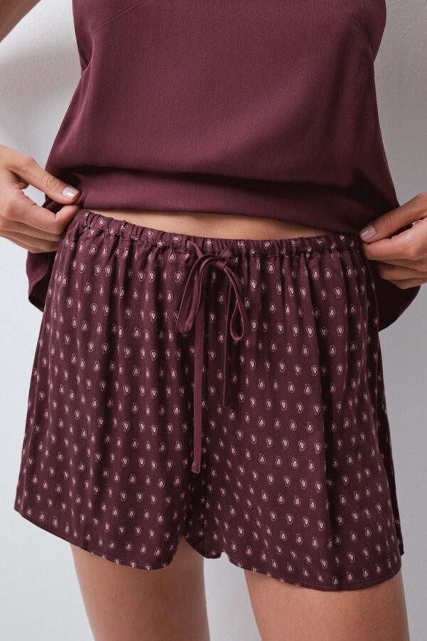 Women'secret Pijama curto de al&ccedil;as em renda gren&aacute; vermelho