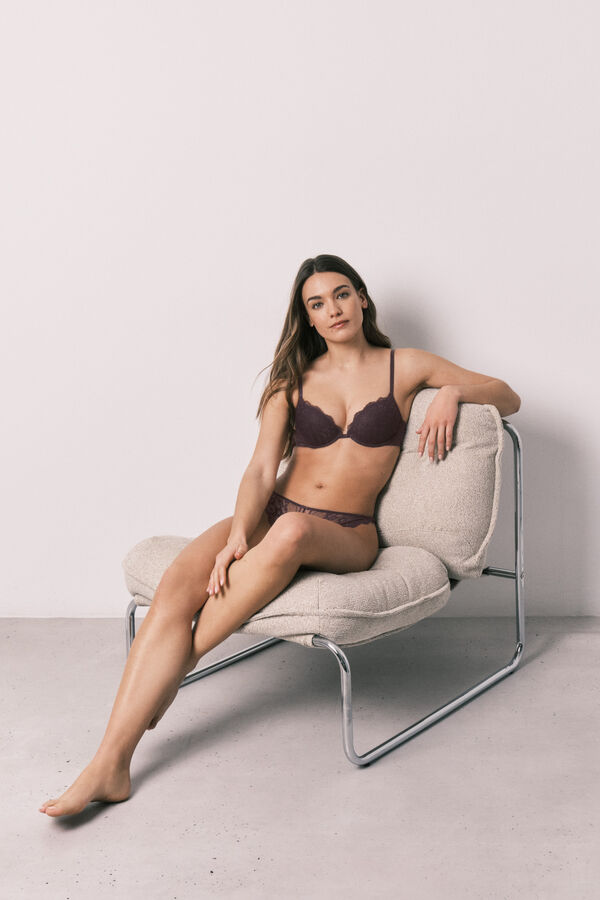 Women'secret Soutien cl&aacute;ssico com enchimento em renda roxo BEAUTIFUL rosa
