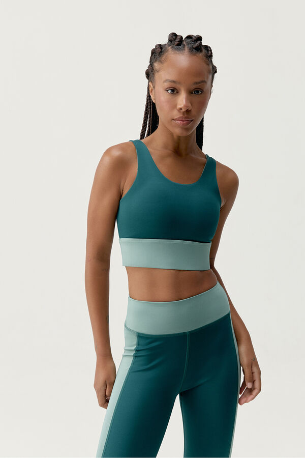 Born Living Yoga Top Maiko Verde Iceberg/Verde Profundo estampado