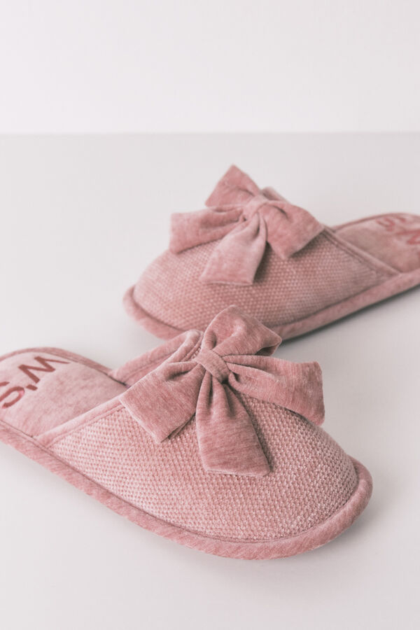 Women'secret Chinelos de quarto fechadas de chenille rosa rosa