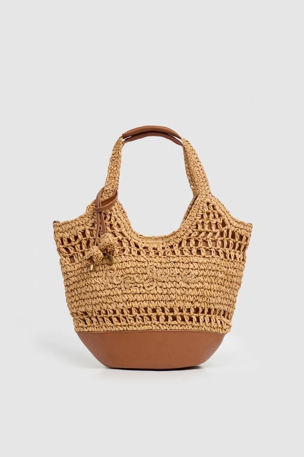Pepe Jeans Mala tote a tiracolo em r&aacute;fia e al&ccedil;as vison