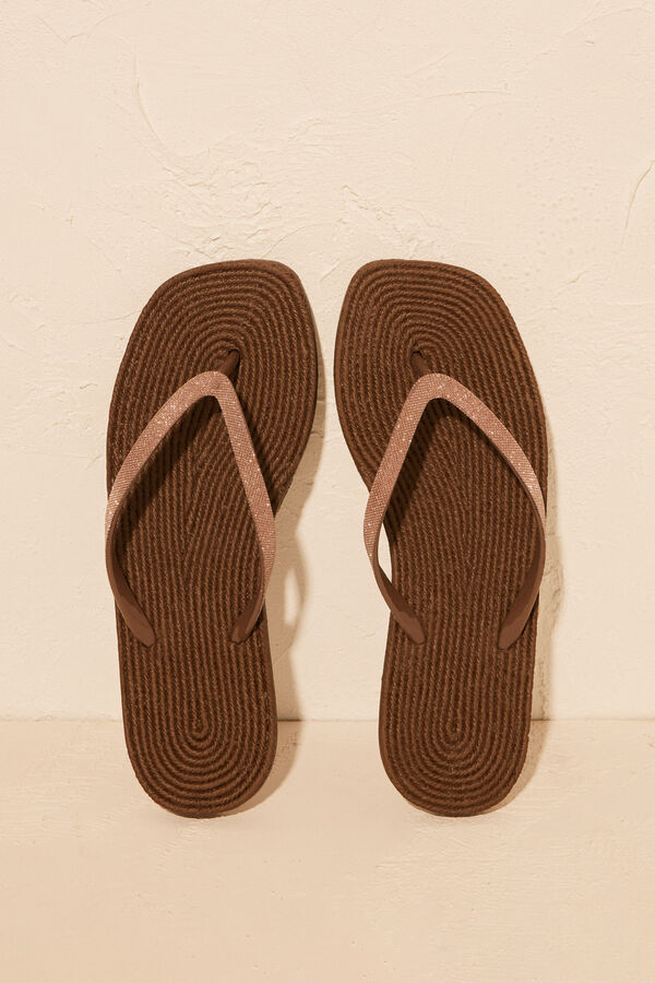 Womensecret Brown 100% mojable flip-flops nude