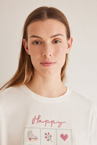 Womensecret T-shirt manga comprida 100% algodão bege bege