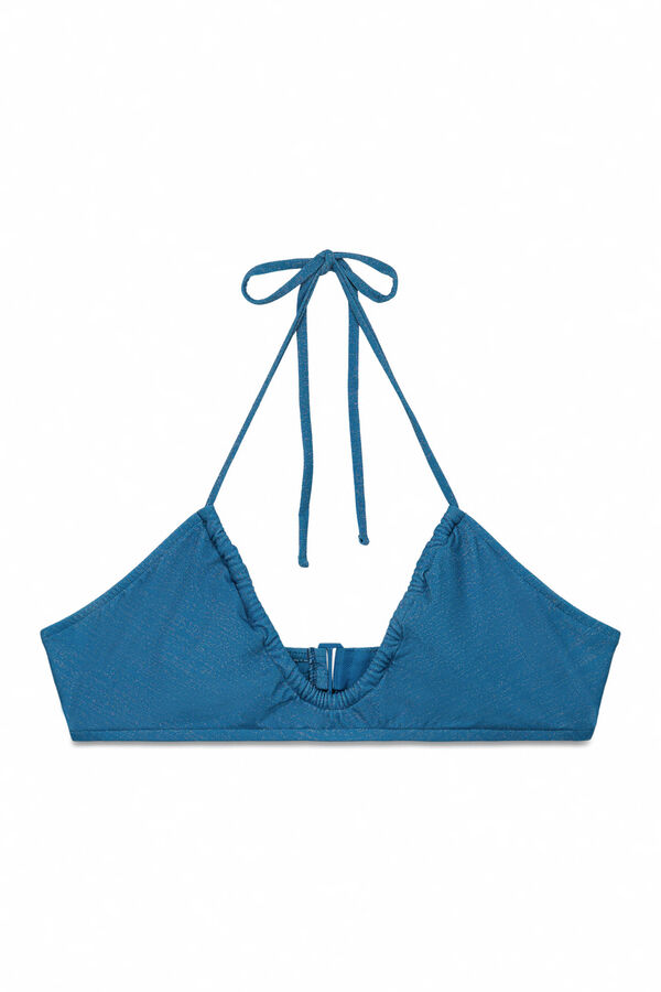 Women'secret Top biqu&iacute;ni franzido com brilho rosa azul