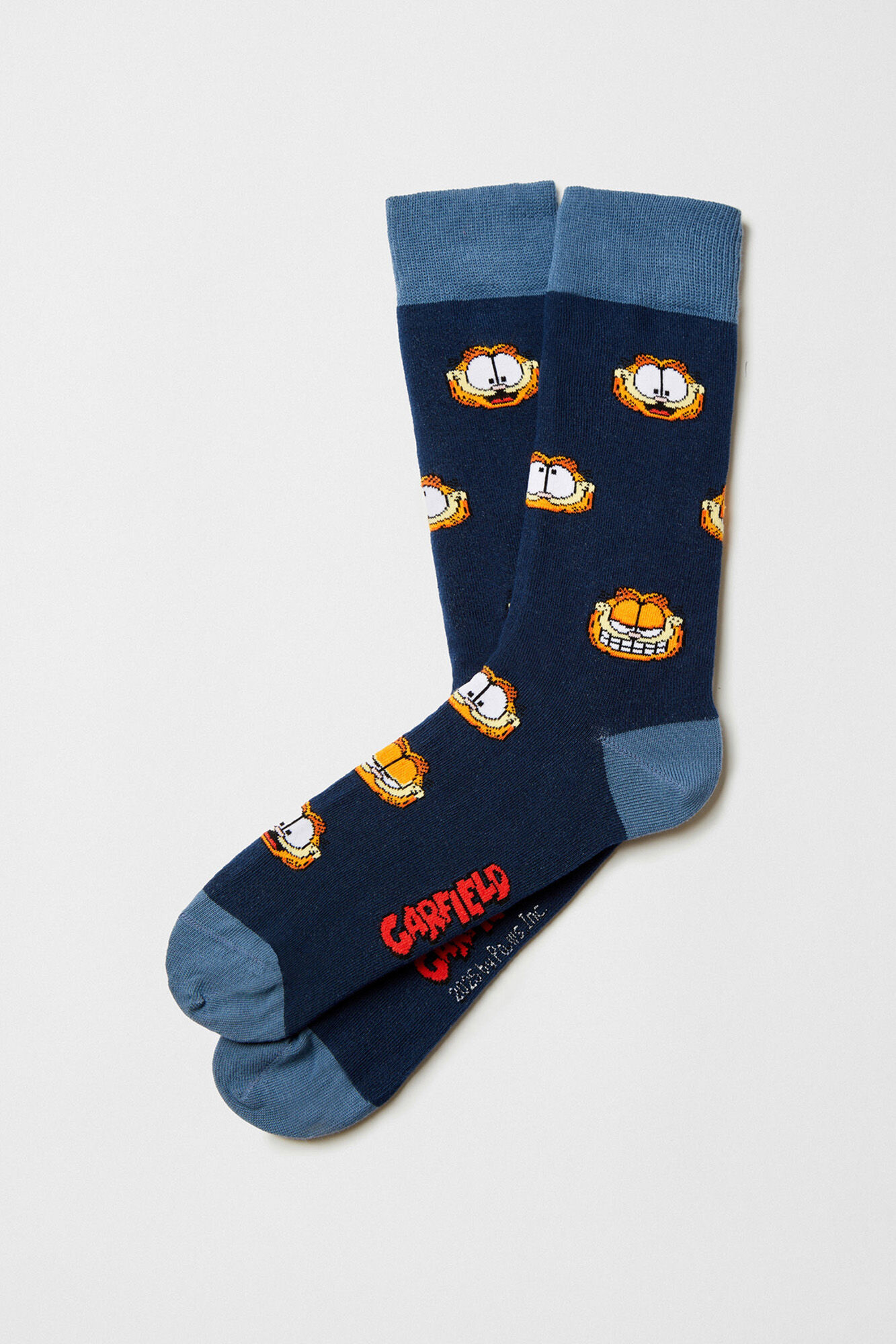Besocks Meias altas Garfield Besocks em algod&atilde;o org&acirc;nico na cor azul