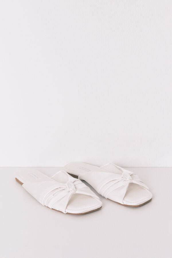 Women'secret Chinelos de casa cetim branco bege
