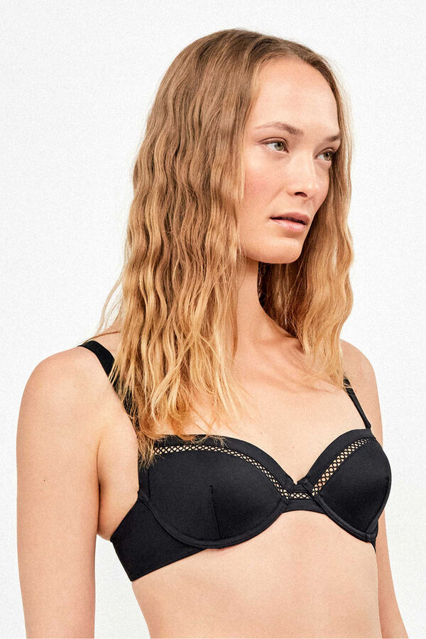 Gisela Top biqu&iacute;ni bandeau decote pronunciado preto