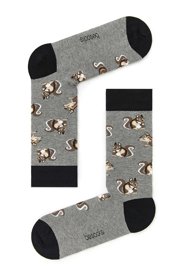 Calcetines altos de algodón orgánico color gris Talla 41-46, Calcetines  hombre