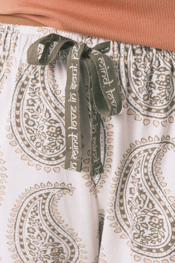 Women'secret Calça comprida 100% algodão paisley  bege