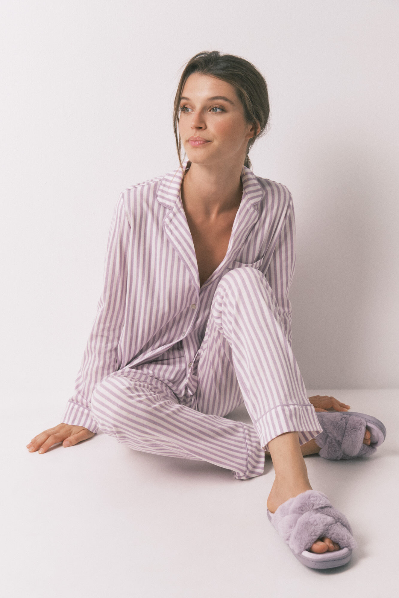 Women'secret Chinelos de quarto abertos com pelo lil&aacute;s