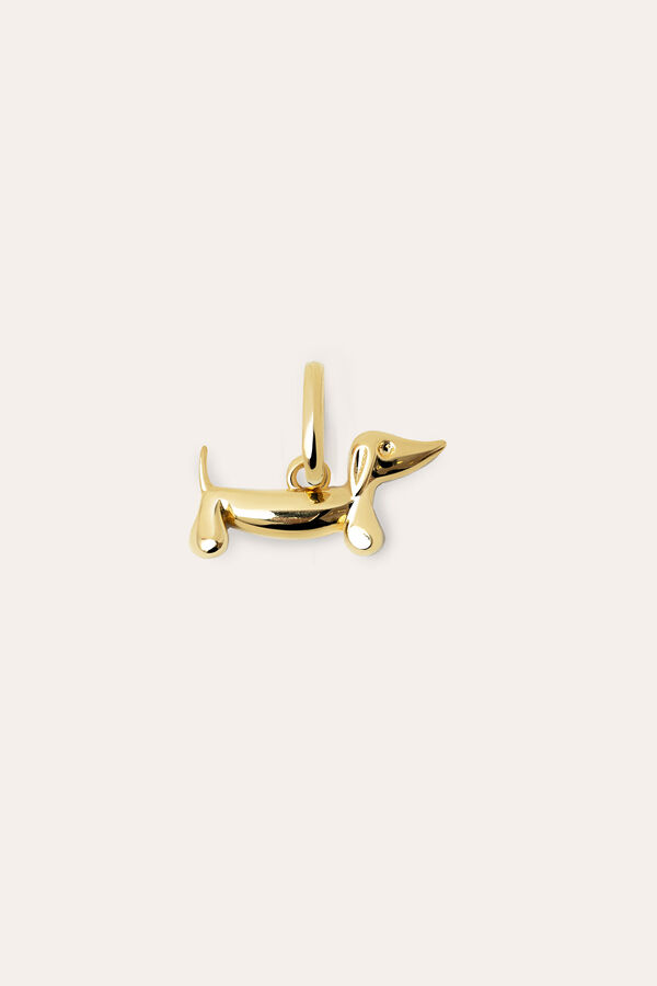 Singularu Mini Dachshund Dog Charm Enamel Sky Gold Plated printed