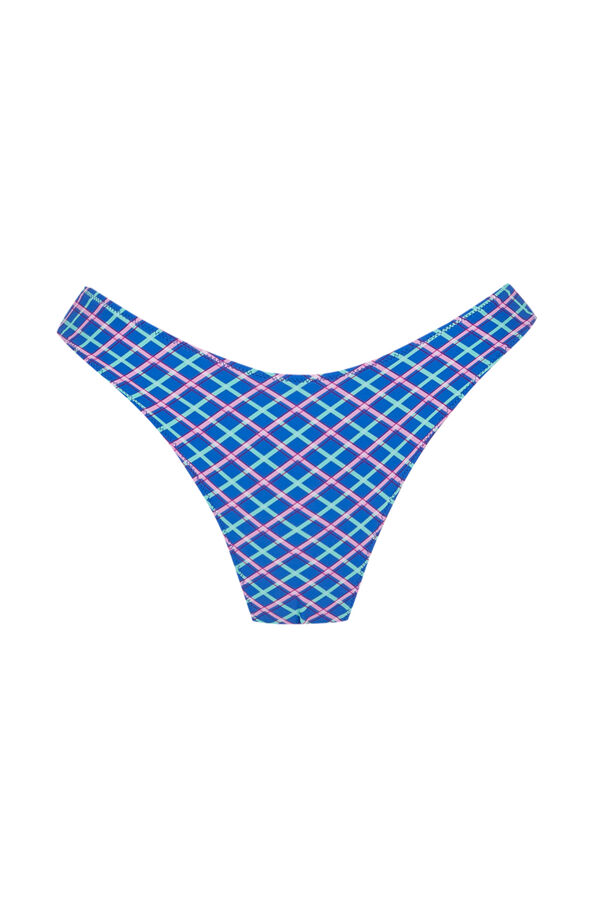 Women'secret Cueca de biqu&iacute;ni brasileira efeito U em xadrez azul azul