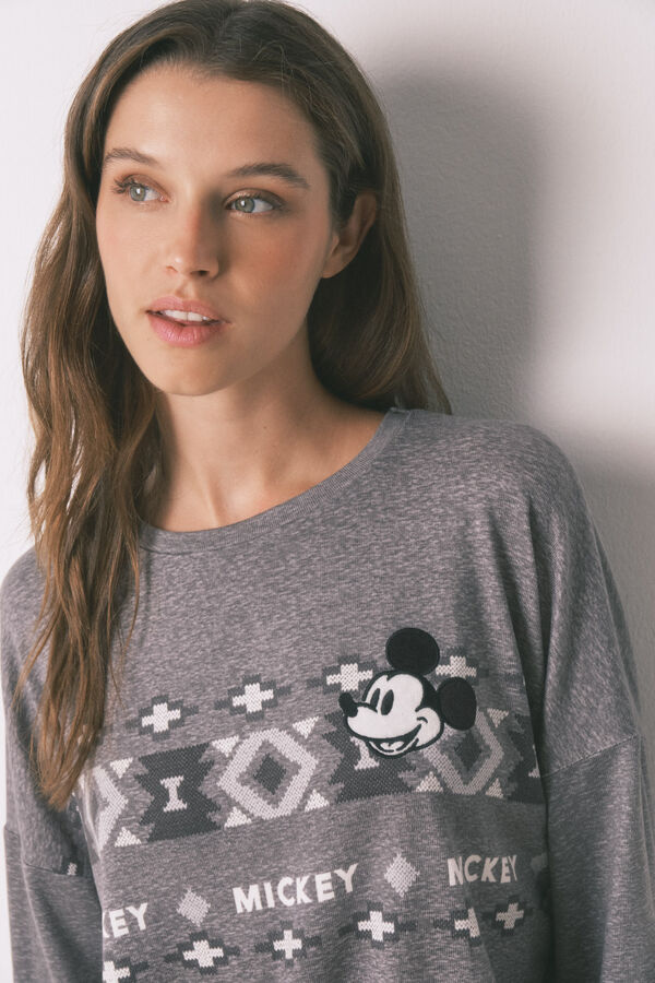 Women'secret Pijama comprido de malha malha Mickey cinzento