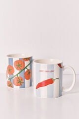 Women'secret Pack 2 canecas estampado riscas, malaguetas e tomates bege