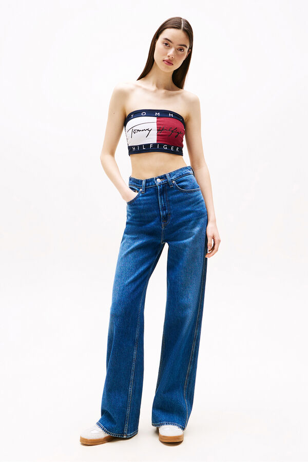 Tommy Hilfiger Top biqu&iacute;ni bandeau estampado bandeira Tommy Hilfiger azul