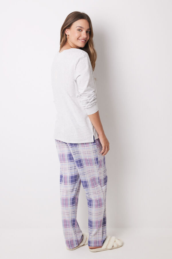 Womensecret Long pajamas 100% cotton Snoopy checkered grey