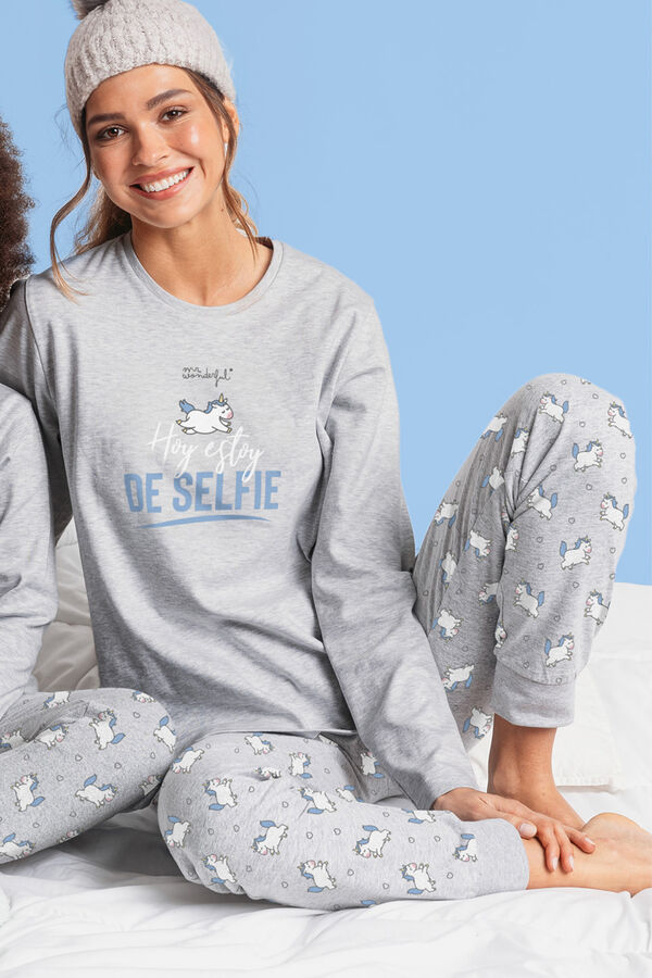 Mr. Wonderful Pijama Hoje estou de Selfie cinzento